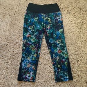 Reebok Blue Floral Women’s Leggings with Mesh